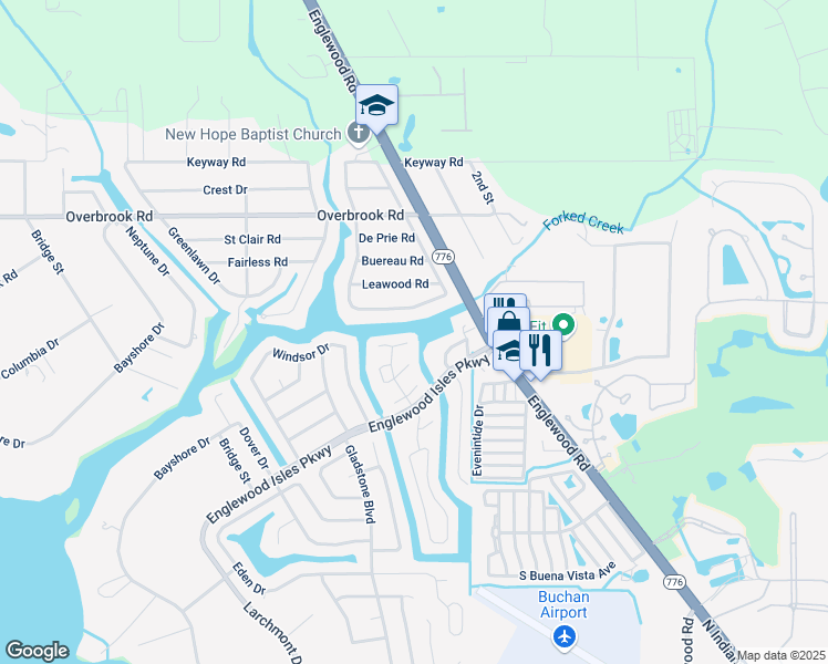 map of restaurants, bars, coffee shops, grocery stores, and more near 28 Oakwood Drive North in Englewood