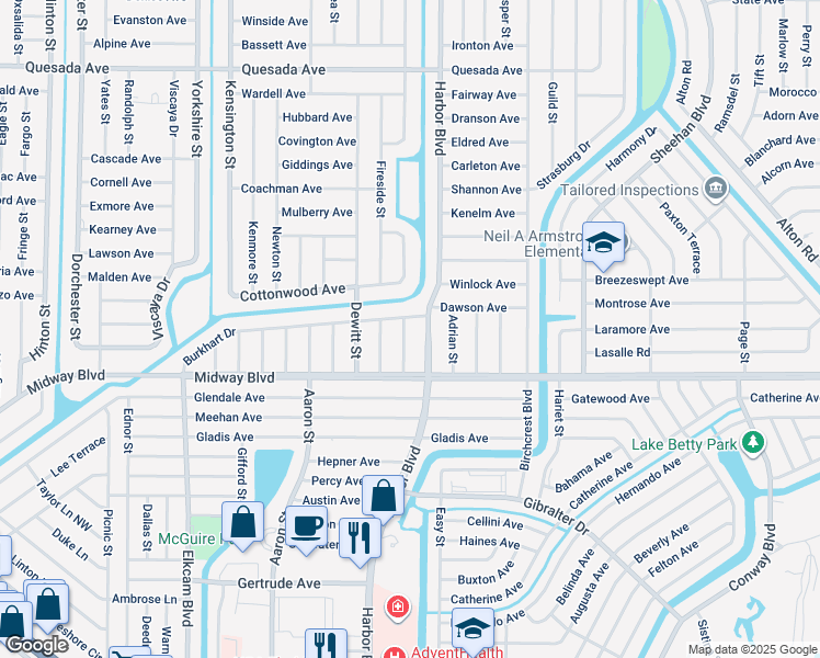 map of restaurants, bars, coffee shops, grocery stores, and more near 2084 Haskell Street in Port Charlotte