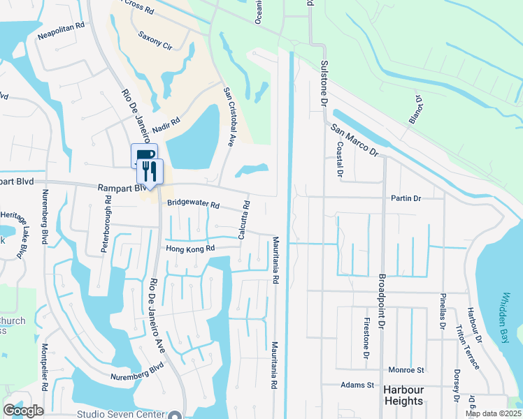 map of restaurants, bars, coffee shops, grocery stores, and more near 26455 Rampart Boulevard in Punta Gorda
