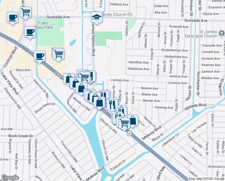 map of restaurants, bars, coffee shops, grocery stores, and more near 2065 Carnac Street in Port Charlotte