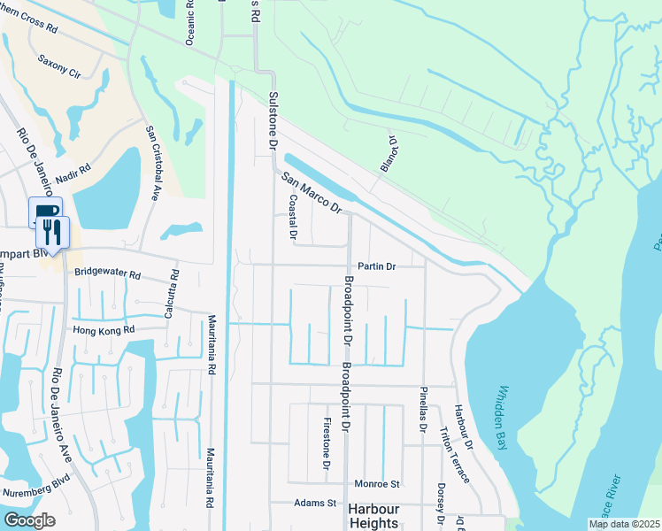 map of restaurants, bars, coffee shops, grocery stores, and more near 27101 Partin Drive in Punta Gorda