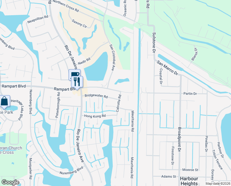 map of restaurants, bars, coffee shops, grocery stores, and more near 26403 Rampart Boulevard in Punta Gorda