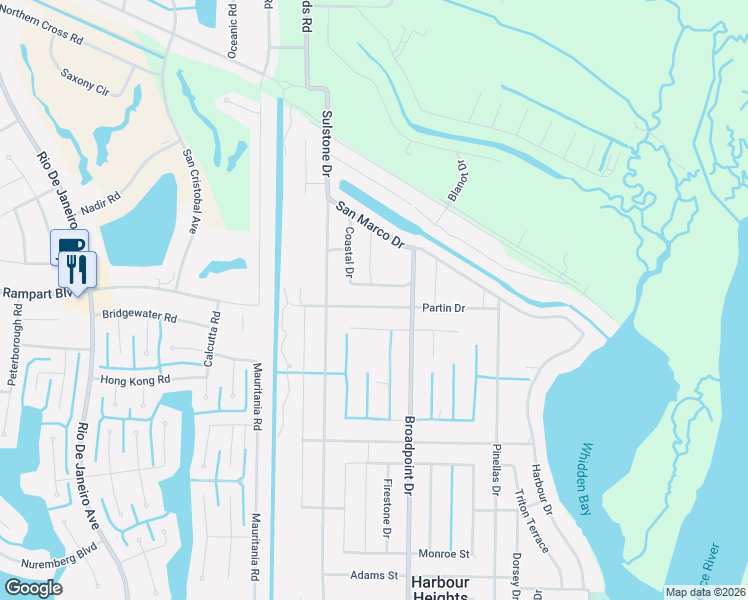 map of restaurants, bars, coffee shops, grocery stores, and more near 27101 Partin Drive in Punta Gorda
