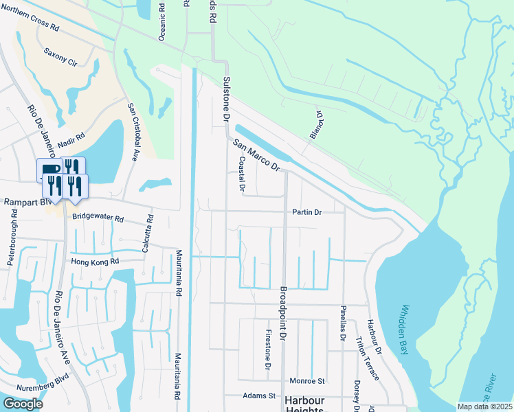 map of restaurants, bars, coffee shops, grocery stores, and more near 27101 Partin Drive in Punta Gorda