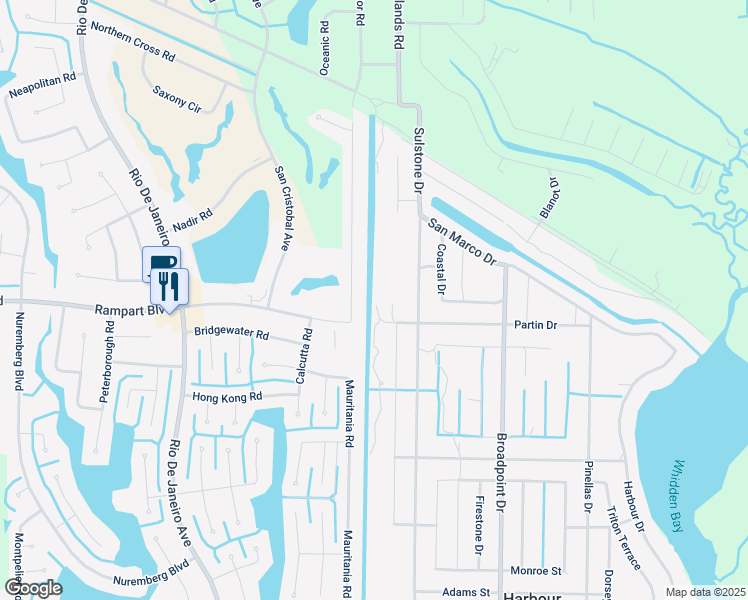 map of restaurants, bars, coffee shops, grocery stores, and more near 1582 Navigator Road in Punta Gorda