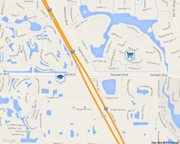 map of restaurants, bars, coffee shops, grocery stores, and more near 1563 Capricorn Boulevard in Punta Gorda