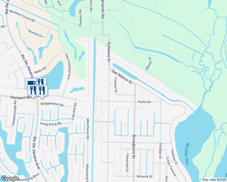 map of restaurants, bars, coffee shops, grocery stores, and more near 1515 Coastal Drive in Punta Gorda