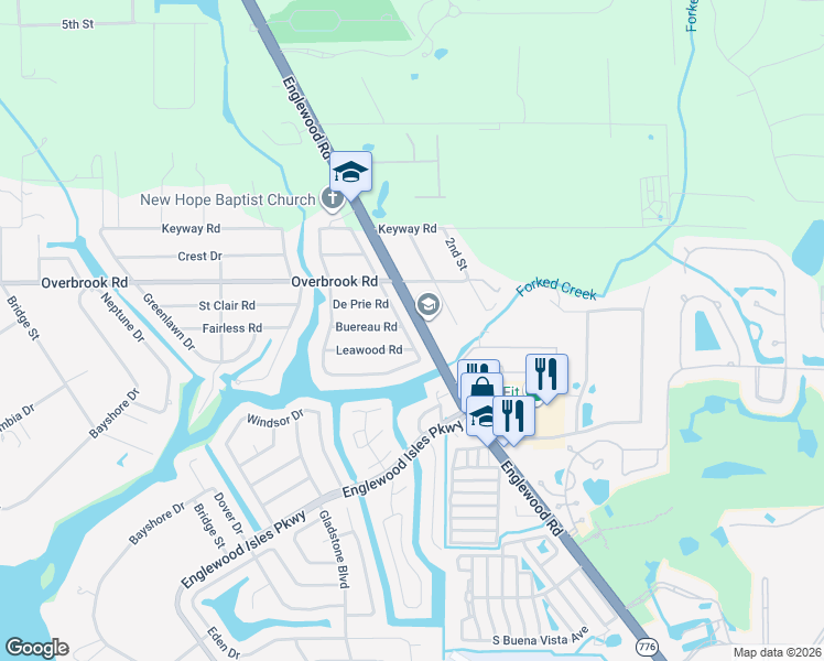 map of restaurants, bars, coffee shops, grocery stores, and more near 1949 Forked Creek Drive in Englewood