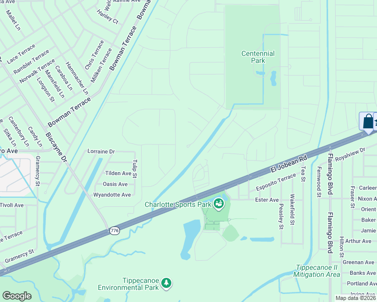 map of restaurants, bars, coffee shops, grocery stores, and more near Orchard St in Port Charlotte