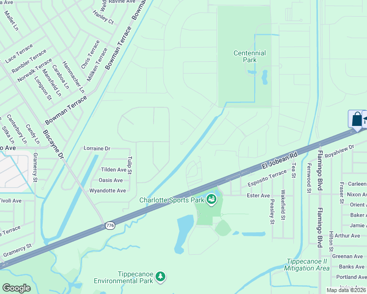 map of restaurants, bars, coffee shops, grocery stores, and more near 1800 Jenks Drive in Port Charlotte