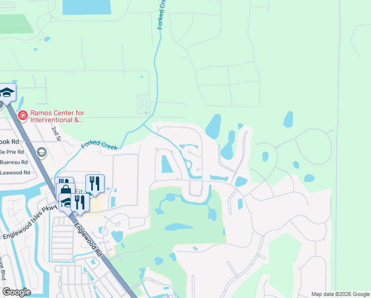 map of restaurants, bars, coffee shops, grocery stores, and more near 22 Saint Croix Way in Englewood