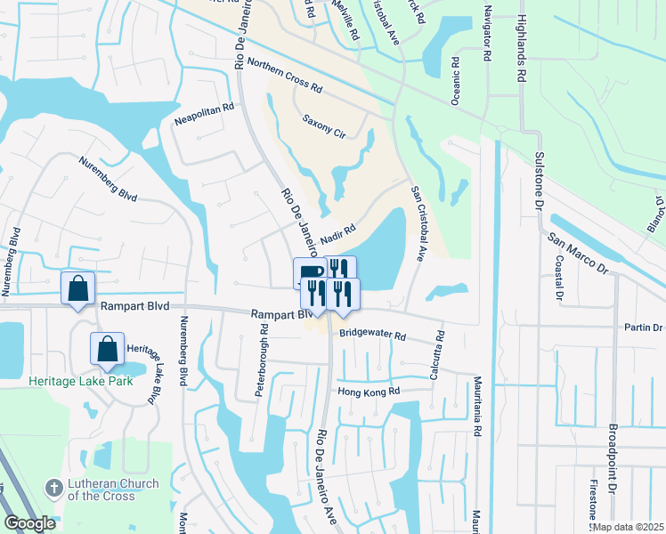 map of restaurants, bars, coffee shops, grocery stores, and more near 1512 Rio De Janeiro Avenue in Punta Gorda