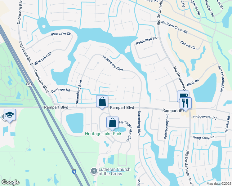 map of restaurants, bars, coffee shops, grocery stores, and more near 25443 Kowloon Lane in Punta Gorda