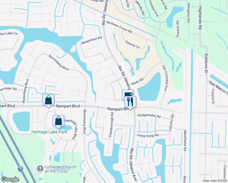map of restaurants, bars, coffee shops, grocery stores, and more near 1473 Saint George Lane in Punta Gorda