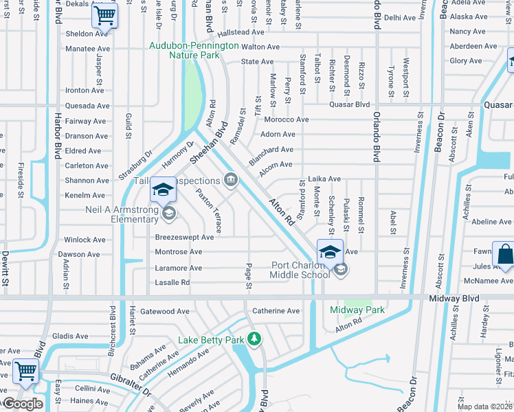 map of restaurants, bars, coffee shops, grocery stores, and more near 1508 Hayworth Road in Port Charlotte
