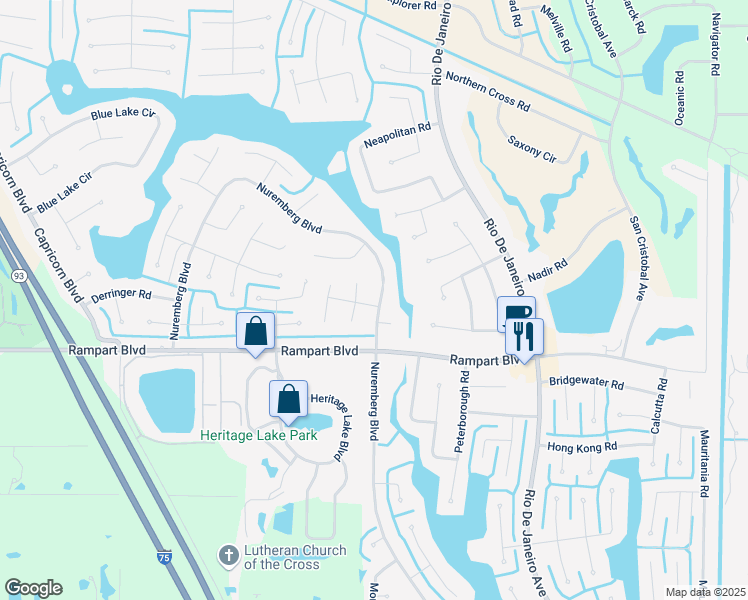 map of restaurants, bars, coffee shops, grocery stores, and more near 1975 Nuremberg Boulevard in Punta Gorda