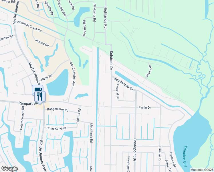 map of restaurants, bars, coffee shops, grocery stores, and more near 1462 Highlands Road in Punta Gorda