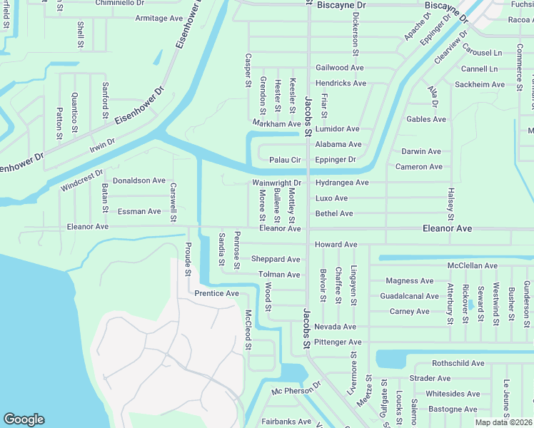 map of restaurants, bars, coffee shops, grocery stores, and more near 1500 Bullene Street in Port Charlotte