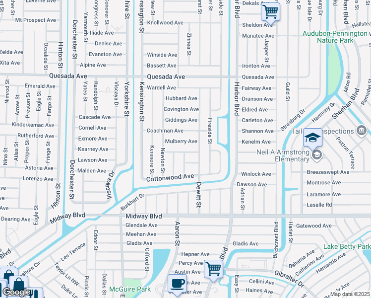 map of restaurants, bars, coffee shops, grocery stores, and more near 21278 Marigold Avenue in Port Charlotte