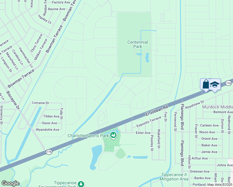 map of restaurants, bars, coffee shops, grocery stores, and more near 1800 Jenks Drive in Port Charlotte