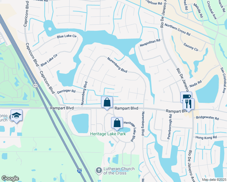map of restaurants, bars, coffee shops, grocery stores, and more near 25412 Kowloon Lane in Punta Gorda