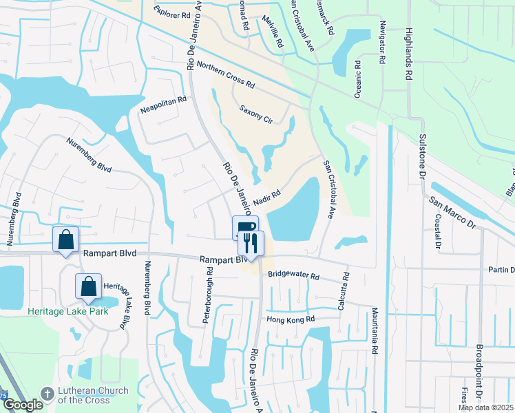 map of restaurants, bars, coffee shops, grocery stores, and more near 1512 Rio De Janeiro Avenue in Punta Gorda