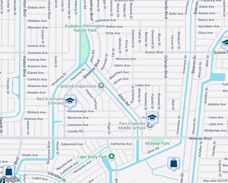 map of restaurants, bars, coffee shops, grocery stores, and more near 1508 Hayworth Road in Port Charlotte