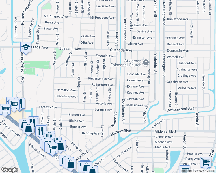 map of restaurants, bars, coffee shops, grocery stores, and more near 1435 Fringe Street in Port Charlotte
