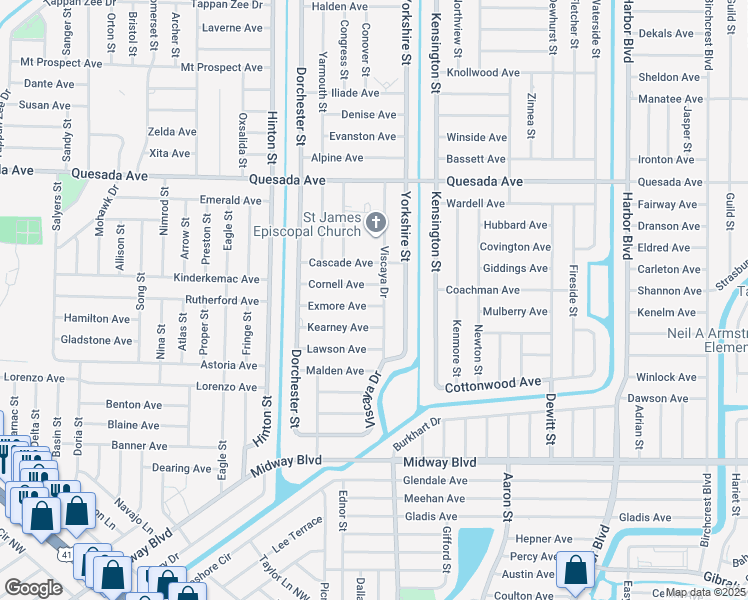map of restaurants, bars, coffee shops, grocery stores, and more near 21043 Cornell Avenue in Port Charlotte
