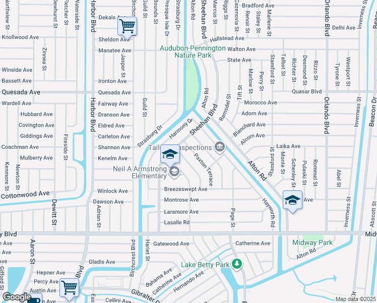 map of restaurants, bars, coffee shops, grocery stores, and more near 1440 Upshaw Terrace in Port Charlotte