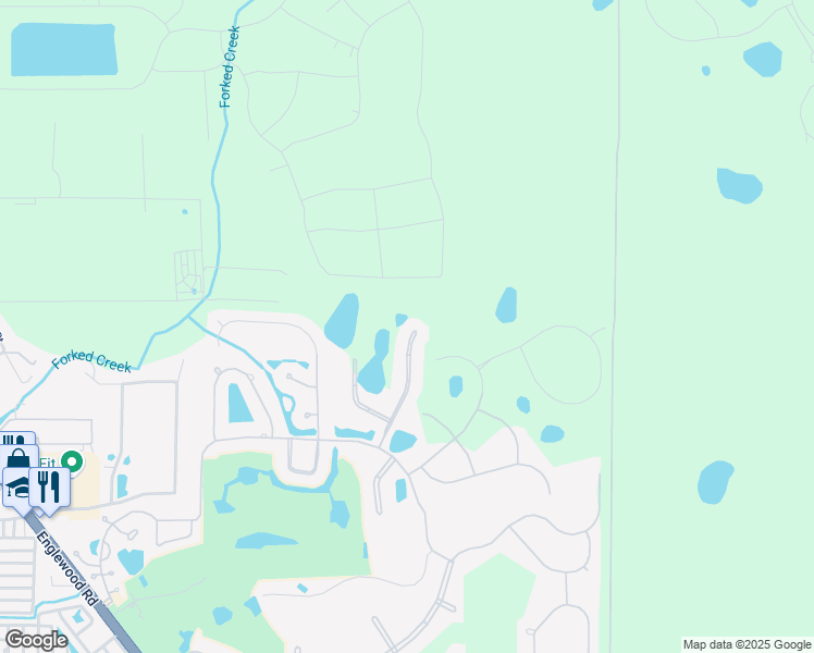 map of restaurants, bars, coffee shops, grocery stores, and more near 1773 Grande Park Drive in Englewood