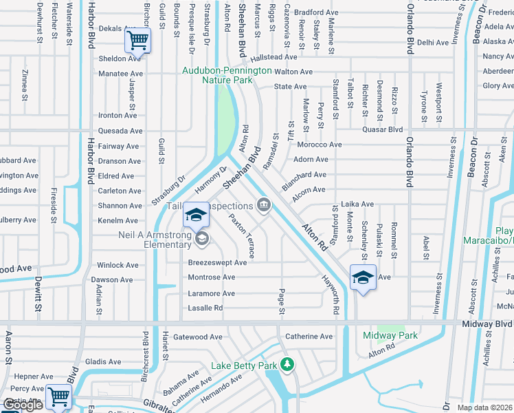 map of restaurants, bars, coffee shops, grocery stores, and more near 1436 Hayworth Road in Port Charlotte