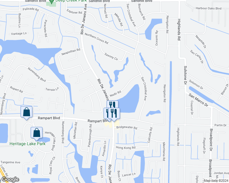 map of restaurants, bars, coffee shops, grocery stores, and more near 26262 Nadir Road in Punta Gorda