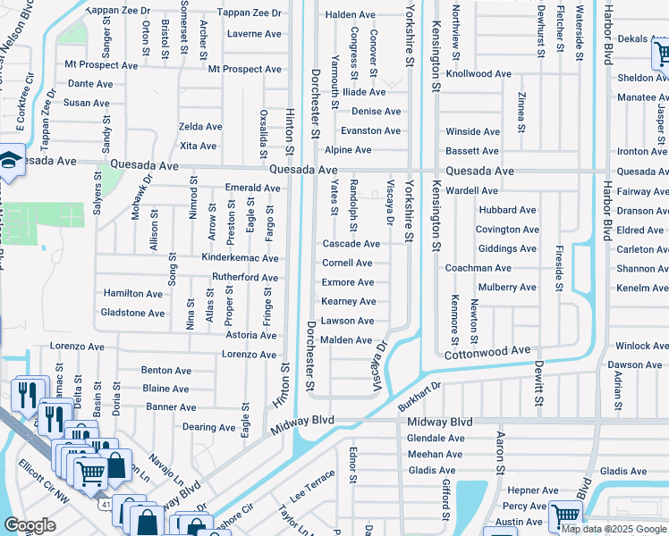 map of restaurants, bars, coffee shops, grocery stores, and more near 20995 Cornell Avenue in Port Charlotte