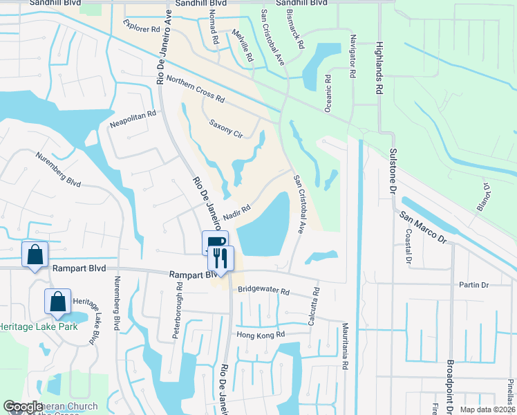 map of restaurants, bars, coffee shops, grocery stores, and more near 26303 Nadir Road in Punta Gorda