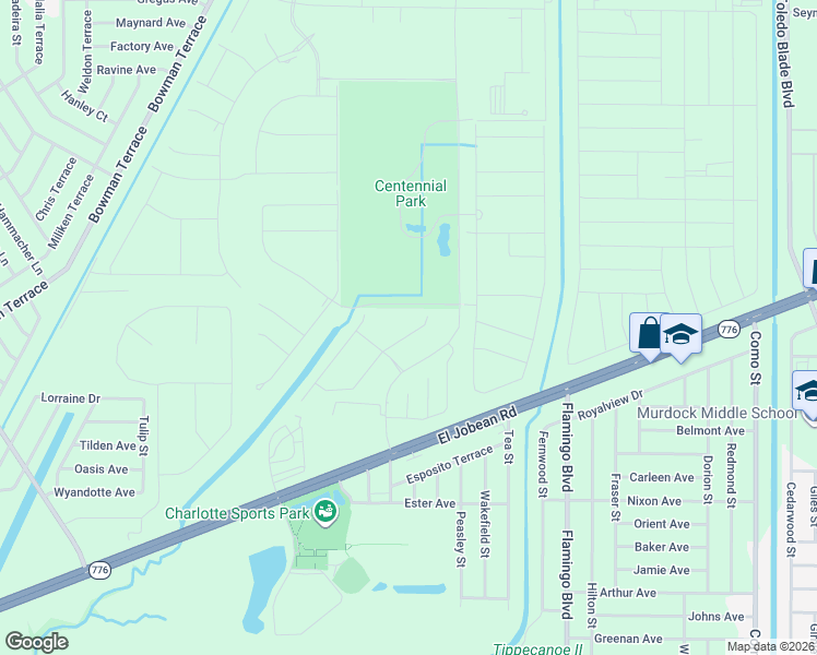 map of restaurants, bars, coffee shops, grocery stores, and more near Warton in Port Charlotte