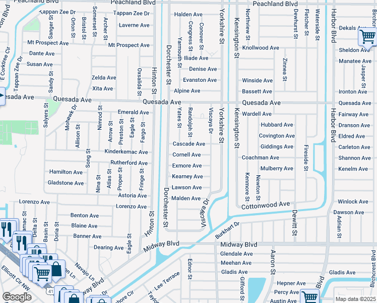 map of restaurants, bars, coffee shops, grocery stores, and more near 20995 Cornell Avenue in Port Charlotte