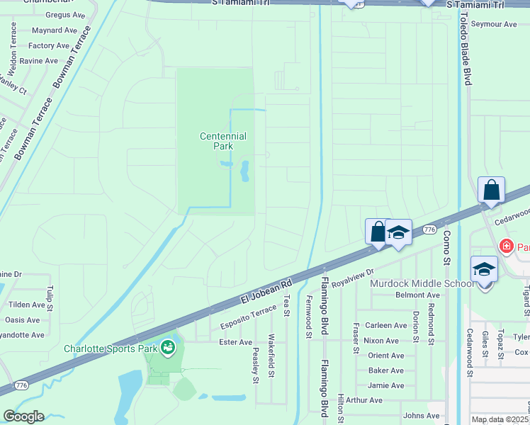 map of restaurants, bars, coffee shops, grocery stores, and more near 1521 Sunset Preserve Way in Port Charlotte