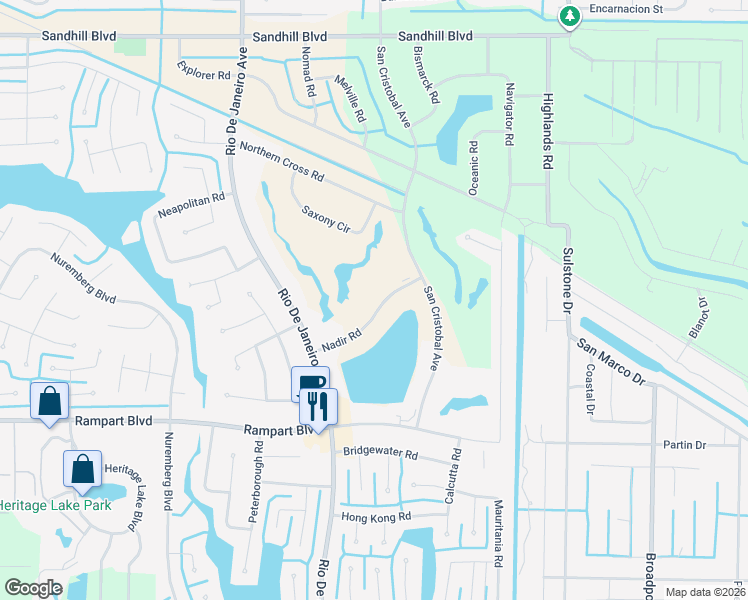 map of restaurants, bars, coffee shops, grocery stores, and more near 26336 Nadir Road in Punta Gorda