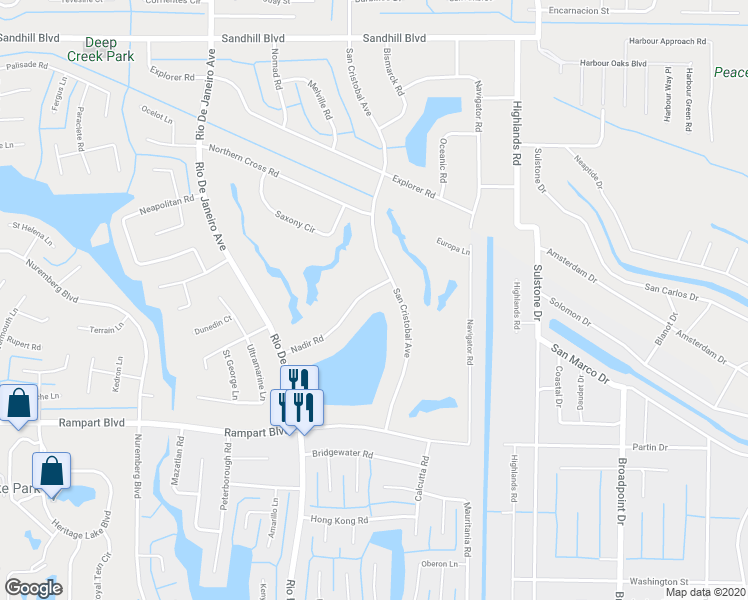 map of restaurants, bars, coffee shops, grocery stores, and more near 26397 Nadir Road in Punta Gorda