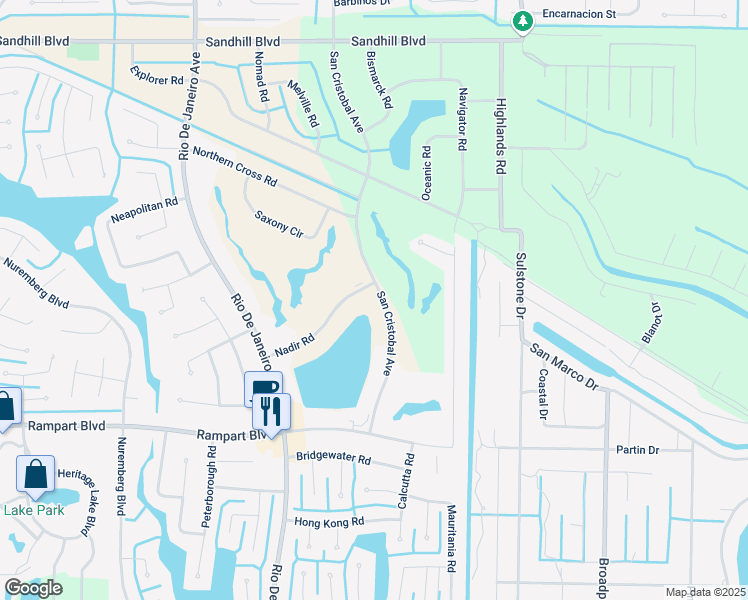 map of restaurants, bars, coffee shops, grocery stores, and more near 26397 Nadir Road in Punta Gorda