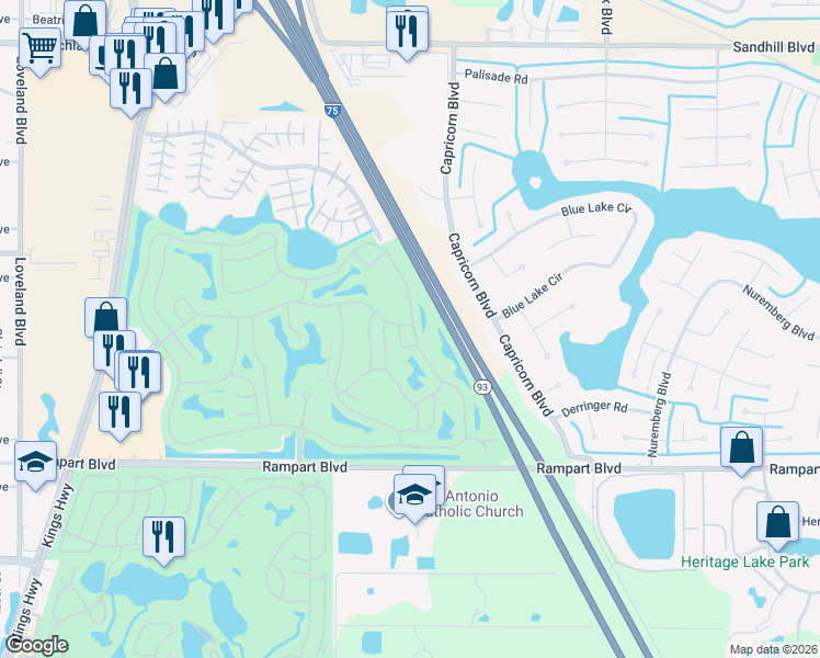 map of restaurants, bars, coffee shops, grocery stores, and more near 24583 Buckingham Way in Punta Gorda