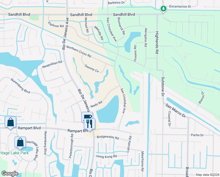 map of restaurants, bars, coffee shops, grocery stores, and more near 26336 Nadir Road in Punta Gorda