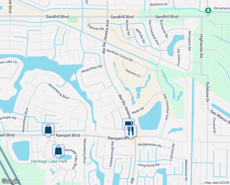 map of restaurants, bars, coffee shops, grocery stores, and more near 1343 Rio De Janeiro Avenue in Punta Gorda