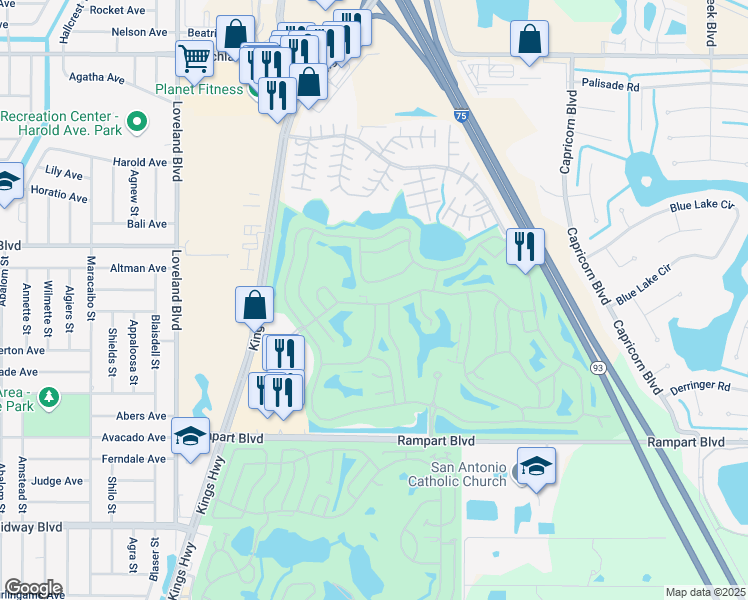 map of restaurants, bars, coffee shops, grocery stores, and more near 1812 Knights Bridge Trail in Punta Gorda