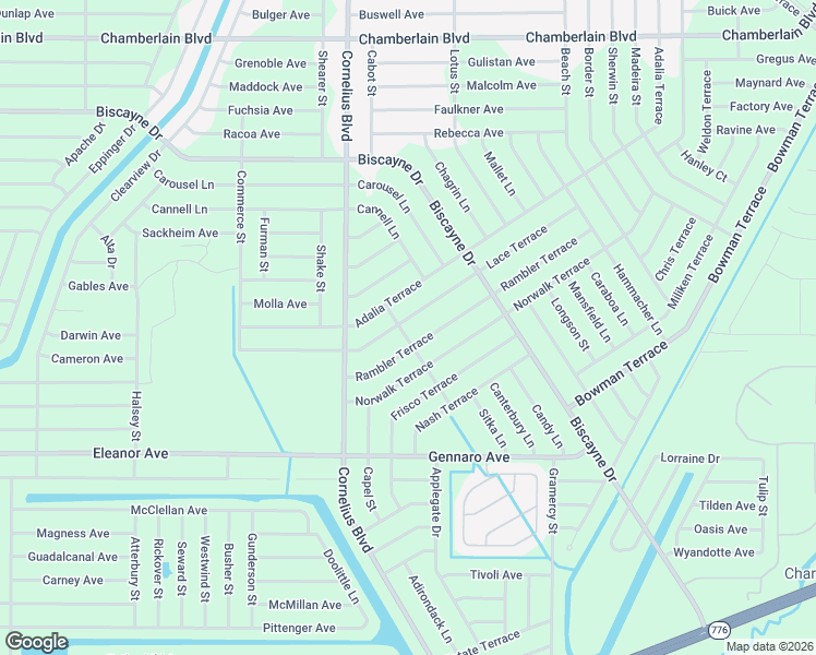 map of restaurants, bars, coffee shops, grocery stores, and more near 1385 Calico Lane in Port Charlotte