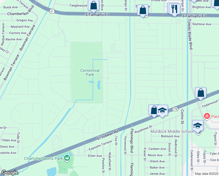 map of restaurants, bars, coffee shops, grocery stores, and more near 1521 Sunset Preserve Way in Port Charlotte