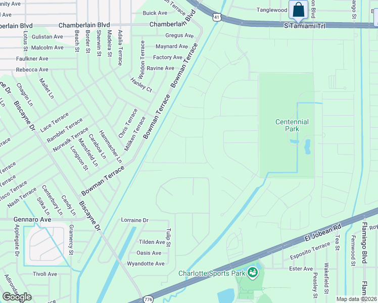 map of restaurants, bars, coffee shops, grocery stores, and more near Waddington Avenue in Port Charlotte