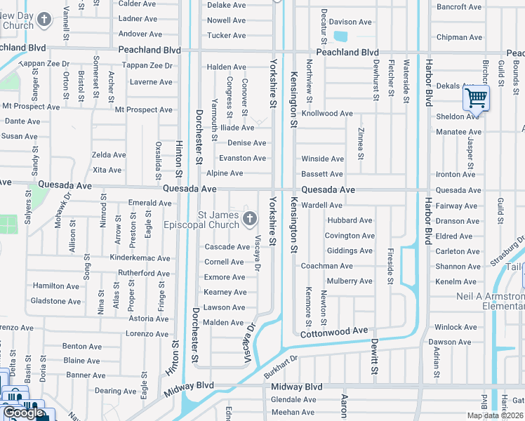 map of restaurants, bars, coffee shops, grocery stores, and more near 1314 Viscaya Drive in Port Charlotte
