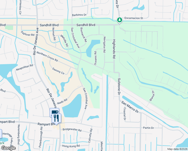 map of restaurants, bars, coffee shops, grocery stores, and more near Europa Lane in Punta Gorda